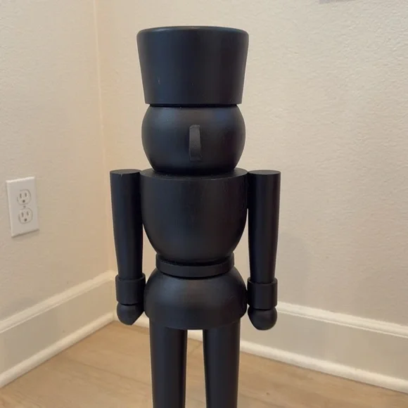 Christmas matte black nutcracker standing wood 24”